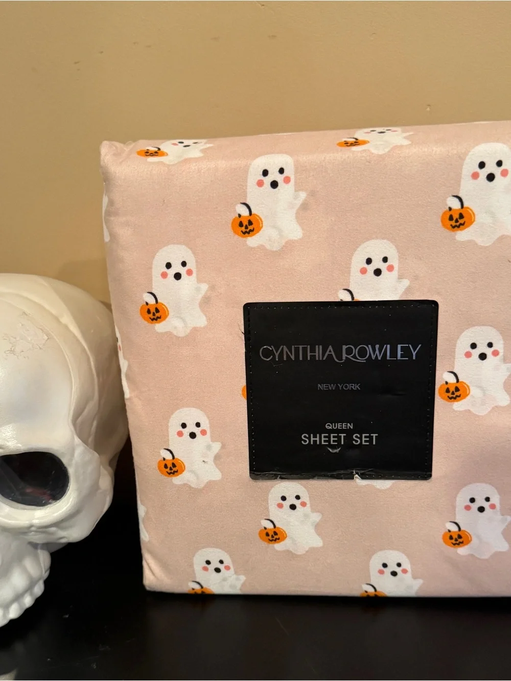 Cynthia Rowley Pink Ghost Print Queen Sheet Set NWT